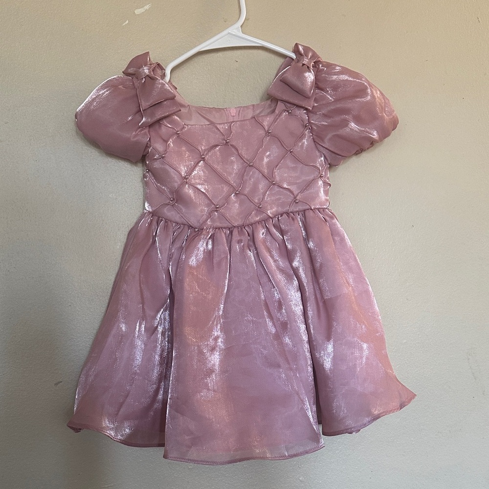 Rare Editions Pink Quilted Dress with Bow